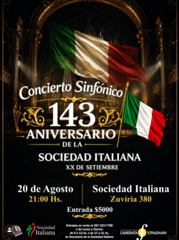 Concierto Sinfónico - 143 Aniversario de la Sociedad Italiana.