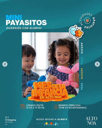 Mes de la Infancia en Alto NOA - Mini Payasitos - Diversión con Globos.