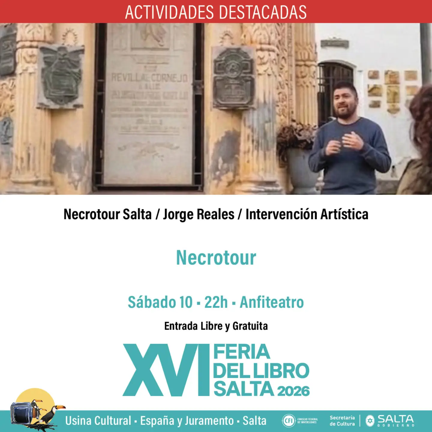 XVI Feria del Libro Salta 2026 - Necrotour Salta.