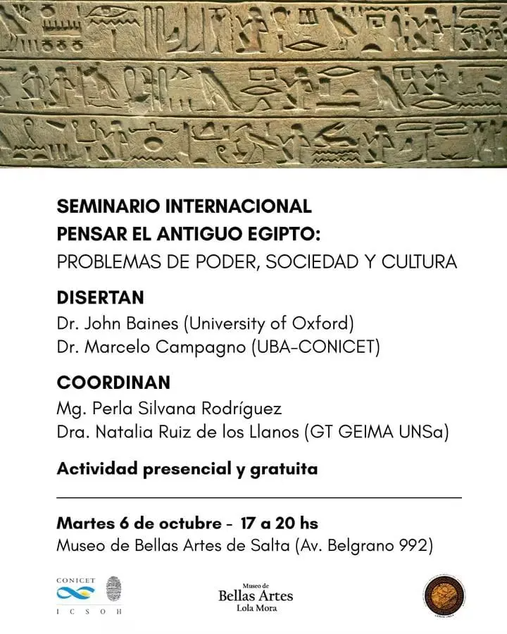 Seminario internacional «Pensar el Antiguo Egipto: problemas de poder, sociedad y cultura».