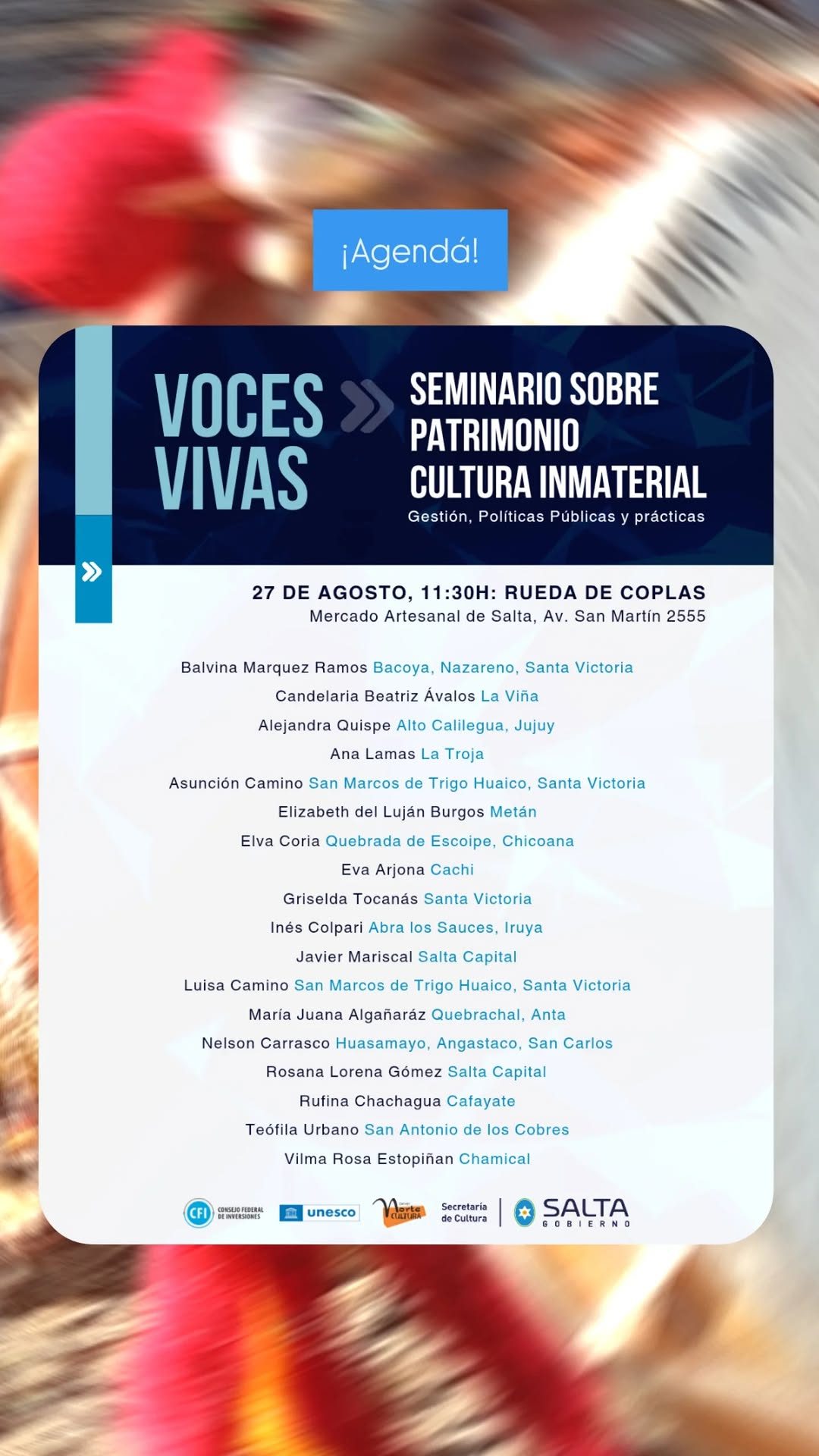 Rueda de Coplas : Voces Vivas - Seminario sobre Patrimonio Cultural Inmaterial.